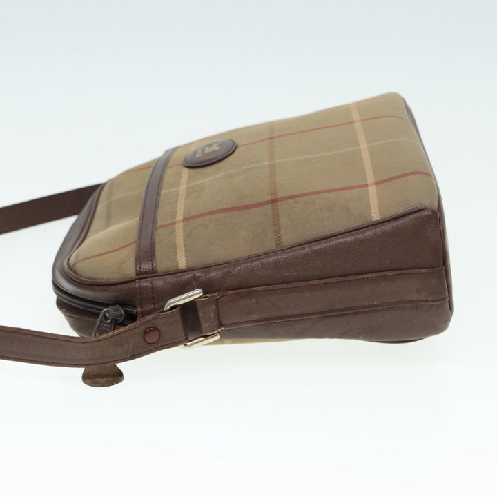 BurberrySs Nova Check Shoulder Bag Canvas Leather Brown Gold Auth bs16917