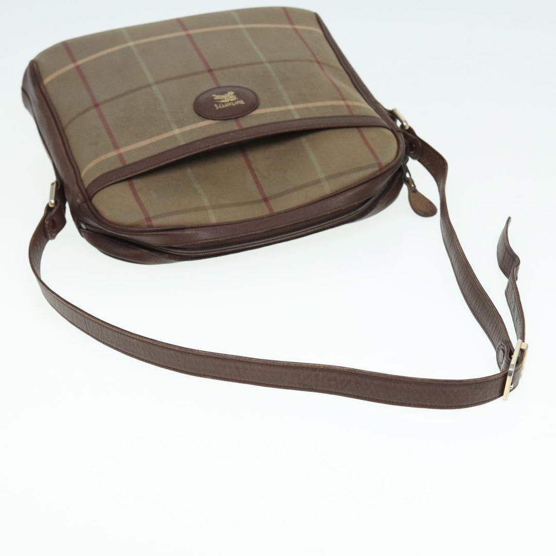 BurberrySs Nova Check Shoulder Bag Canvas Leather Brown Gold Auth bs16917