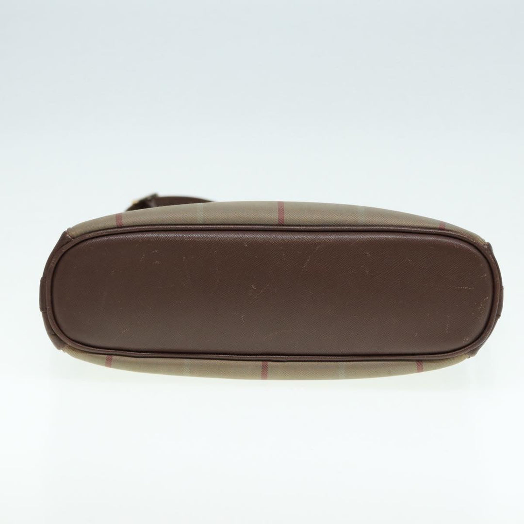BurberrySs Nova Check Shoulder Bag Canvas Leather Brown Gold Auth bs16917