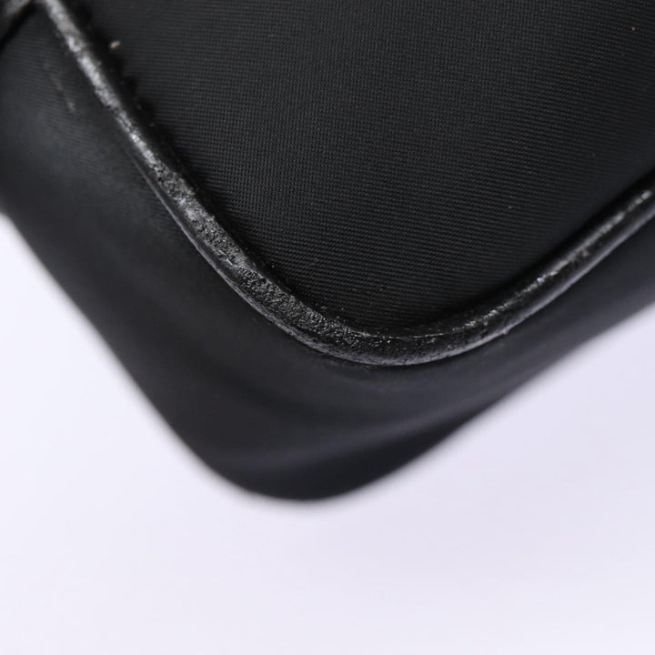 Burberry Second Bag Nylon Leather Black Silver Auth bs16972