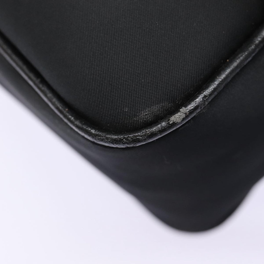 Burberry Second Bag Nylon Leather Black Silver Auth bs16972