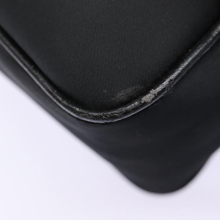Burberry Second Bag Nylon Leather Black Silver Auth bs16972