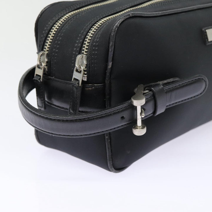Burberry Second Bag Nylon Leather Black Silver Auth bs16972