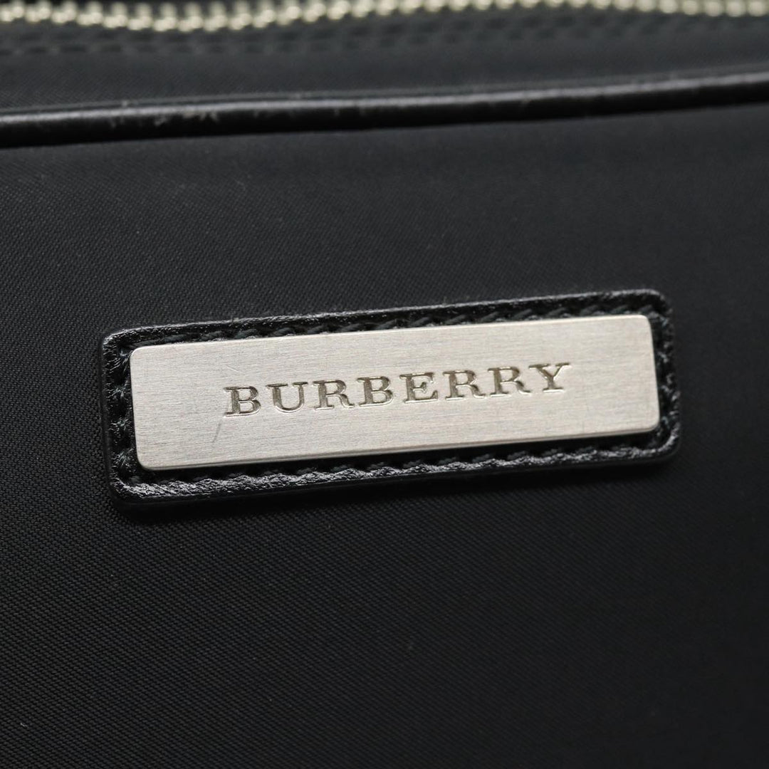 Burberry Second Bag Nylon Leather Black Silver Auth bs16972