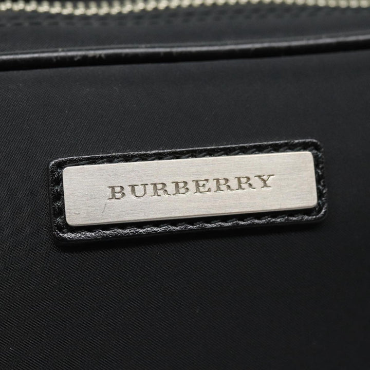 Burberry Second Bag Nylon Leather Black Silver Auth bs16972