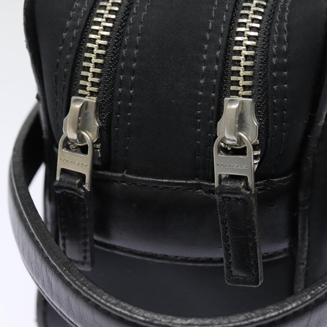 Burberry Second Bag Nylon Leather Black Silver Auth bs16972