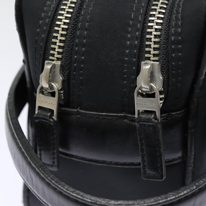 Burberry Second Bag Nylon Leather Black Silver Auth bs16972