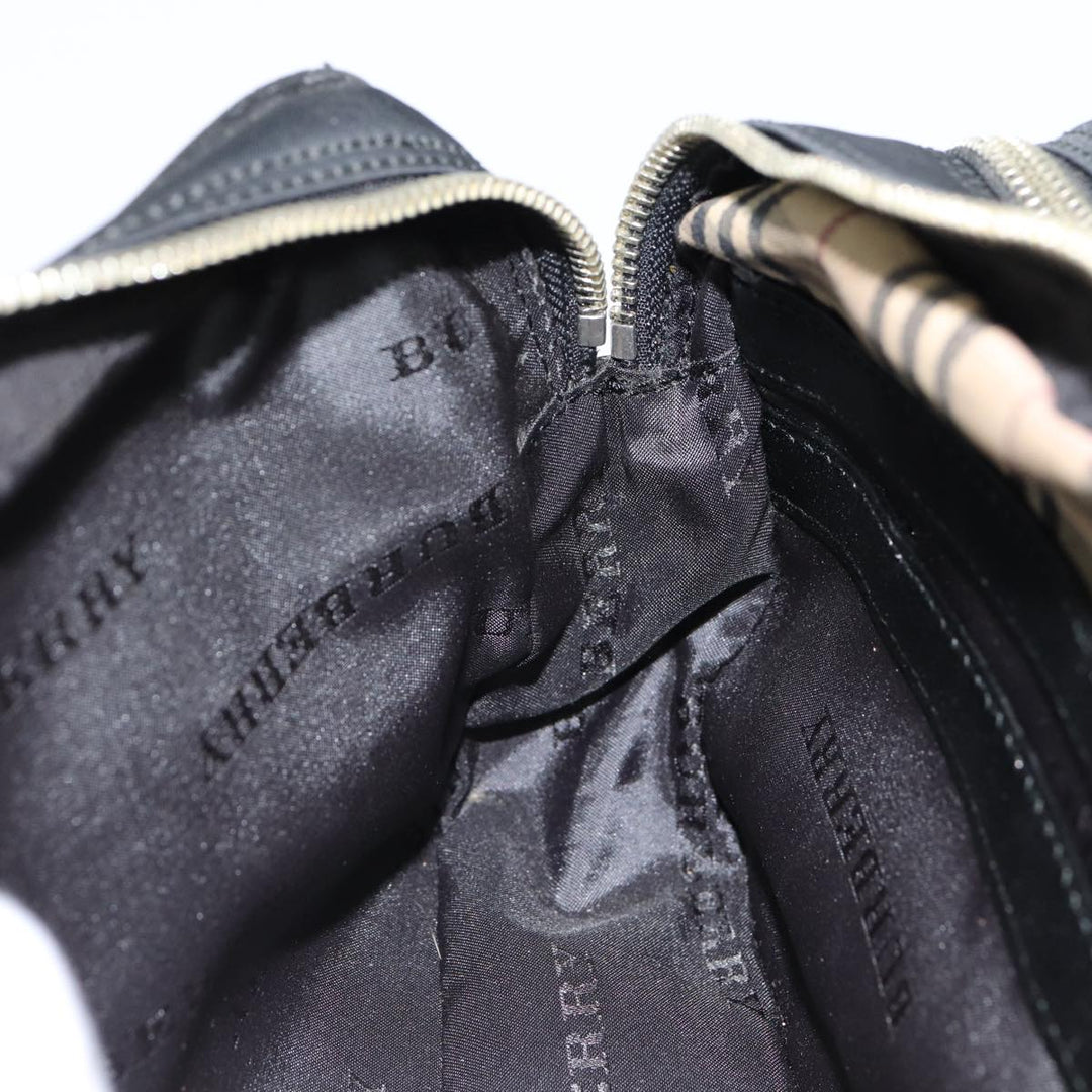 Burberry Second Bag Nylon Leather Black Silver Auth bs16972