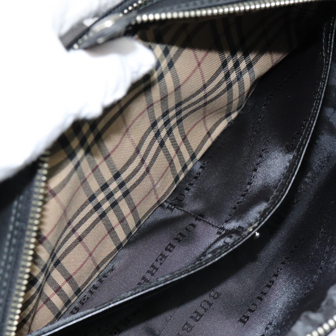 Burberry Second Bag Nylon Leather Black Silver Auth bs16972