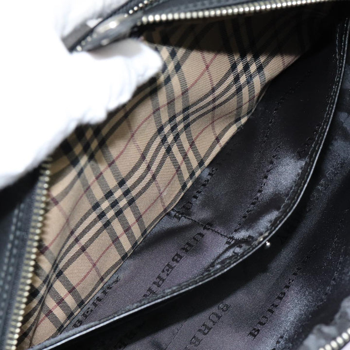 Burberry Second Bag Nylon Leather Black Silver Auth bs16972