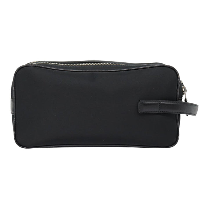 Burberry Second Bag Nylon Leather Black Silver Auth bs16972