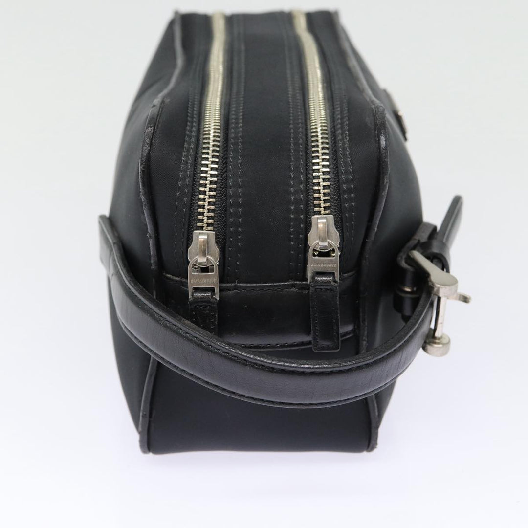Burberry Second Bag Nylon Leather Black Silver Auth bs16972