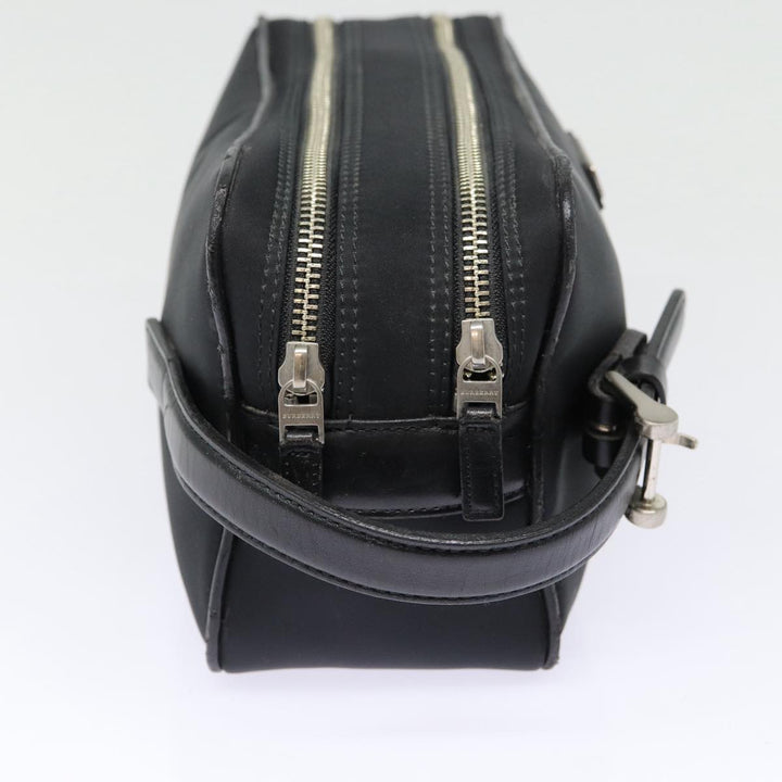 Burberry Second Bag Nylon Leather Black Silver Auth bs16972