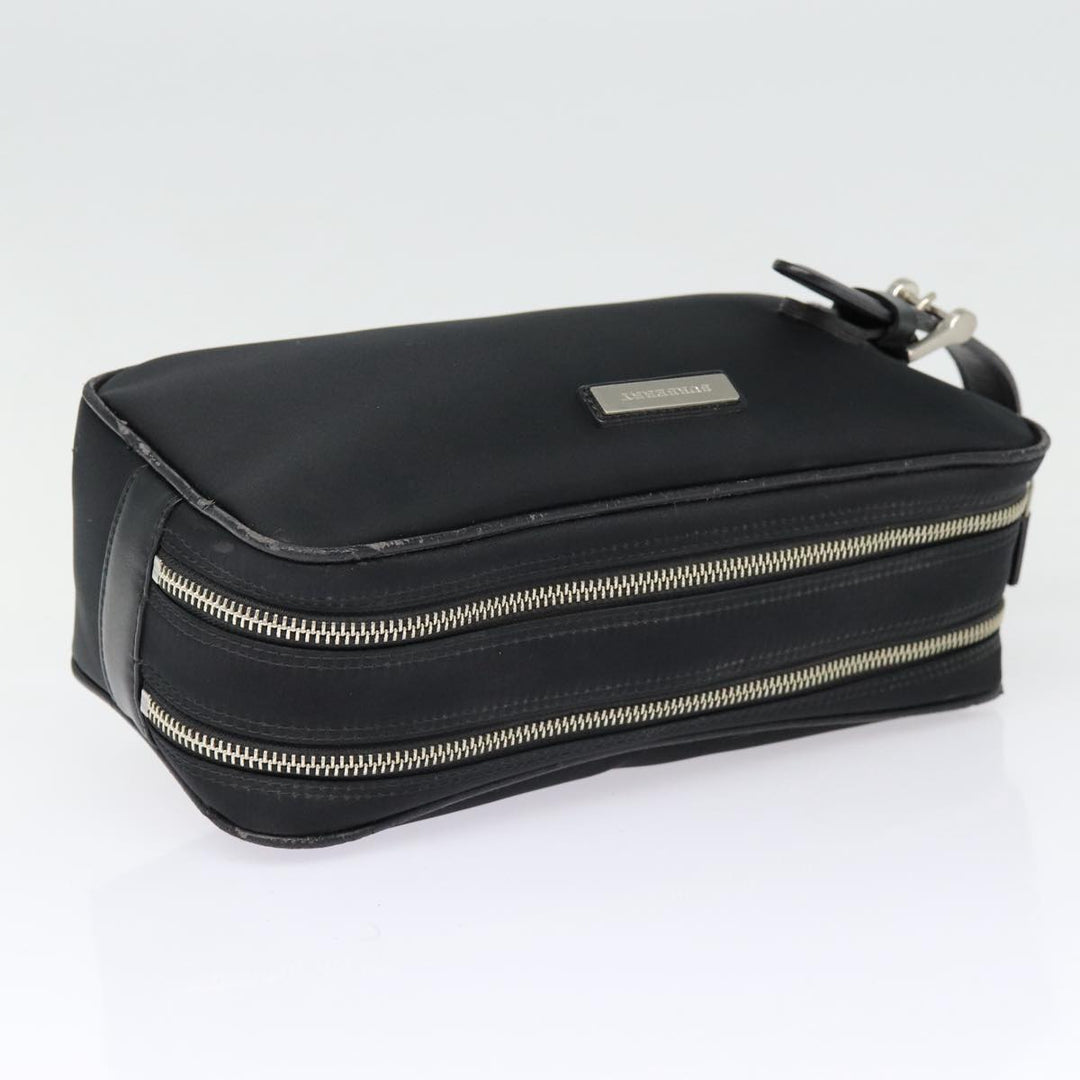 Burberry Second Bag Nylon Leather Black Silver Auth bs16972
