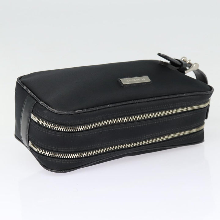 Burberry Second Bag Nylon Leather Black Silver Auth bs16972