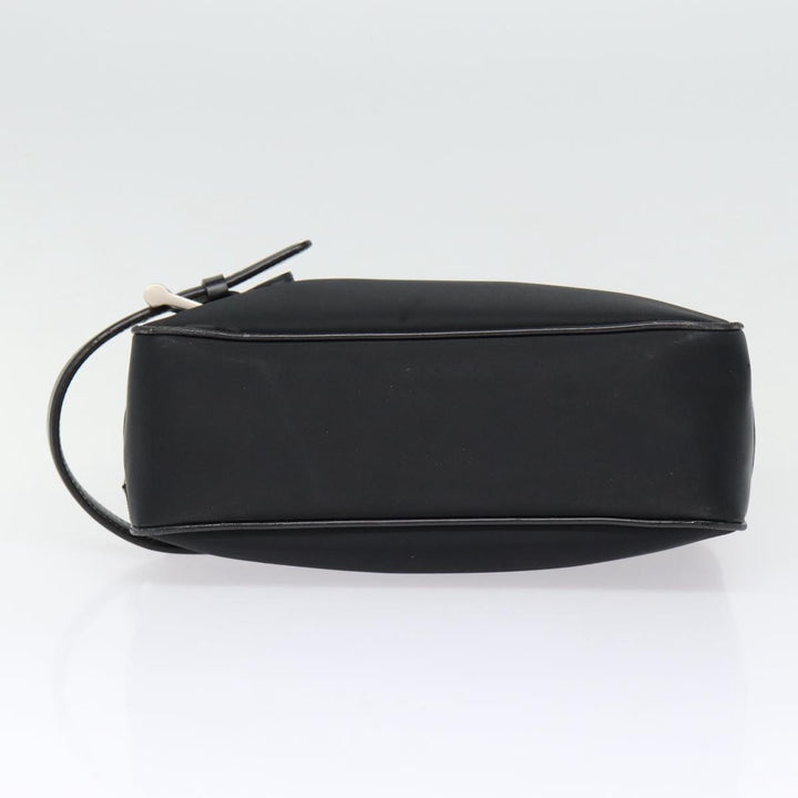 Burberry Second Bag Nylon Leather Black Silver Auth bs16972