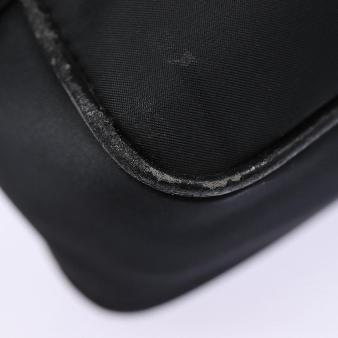 Burberry Second Bag Nylon Leather Black Silver Auth bs16972