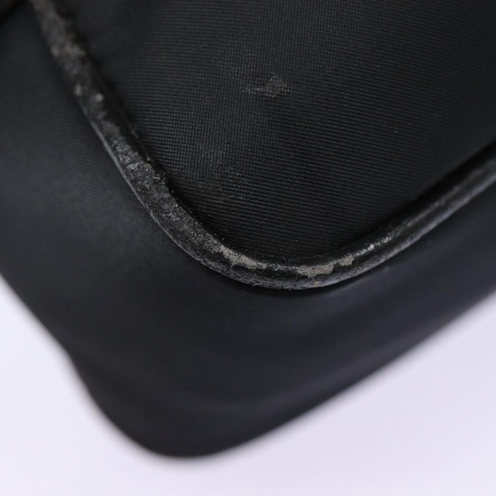 Burberry Second Bag Nylon Leather Black Silver Auth bs16972