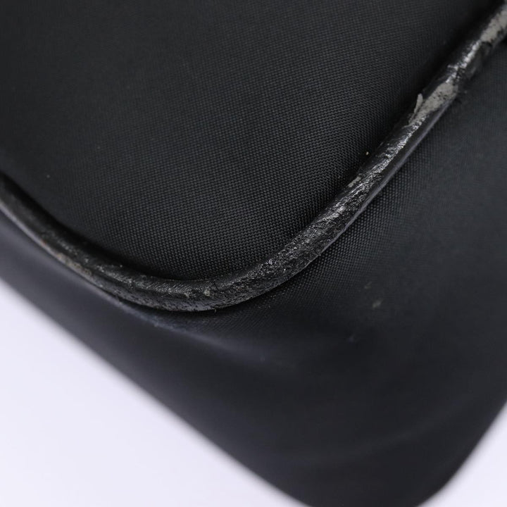 Burberry Second Bag Nylon Leather Black Silver Auth bs16972