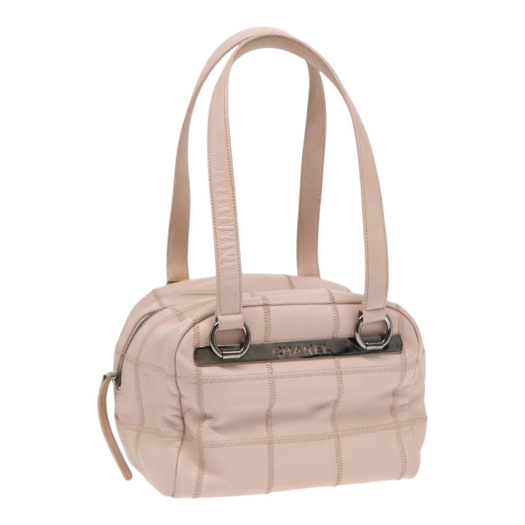 Top Quality Chanel Choco Bar Shoulder Bag Caviar Skin Pink Silver CC Auth bs16980