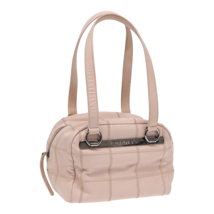 Top Quality Chanel Choco Bar Shoulder Bag Caviar Skin Pink Silver CC Auth bs16980