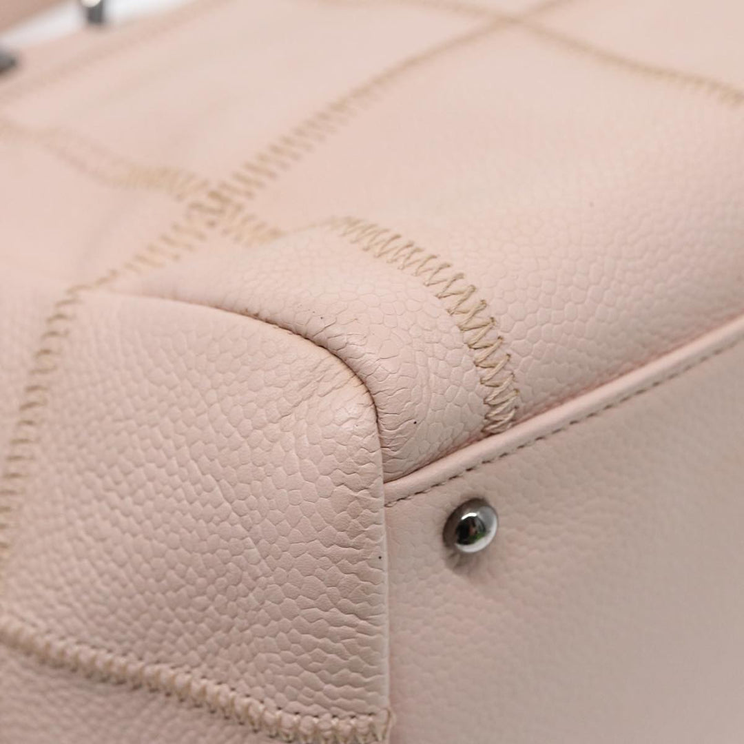 Top Quality Chanel Choco Bar Shoulder Bag Caviar Skin Pink Silver CC Auth bs16980