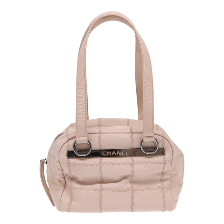 Top Quality Chanel Choco Bar Shoulder Bag Caviar Skin Pink Silver CC Auth bs16980