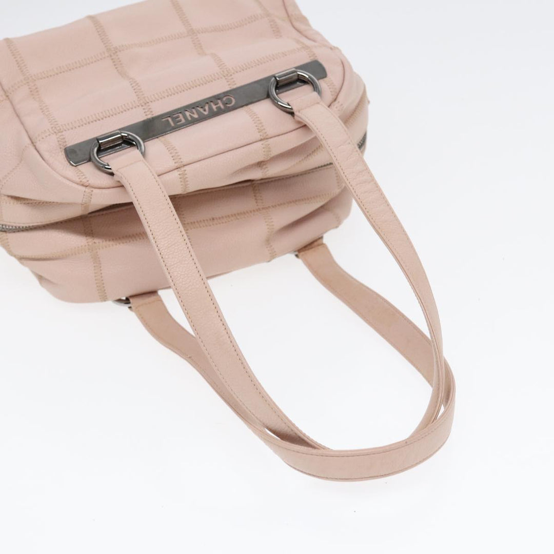 Top Quality Chanel Choco Bar Shoulder Bag Caviar Skin Pink Silver CC Auth bs16980