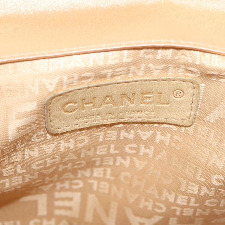 Top Quality Chanel Chain Shoulder Bag Satin Beige Silver CC Auth bs16982