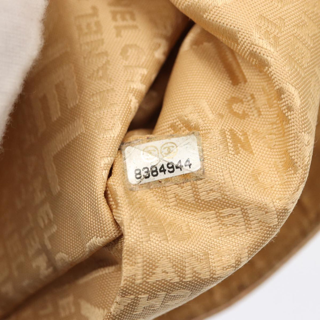 Top Quality Chanel Chain Shoulder Bag Satin Beige Silver CC Auth bs16982
