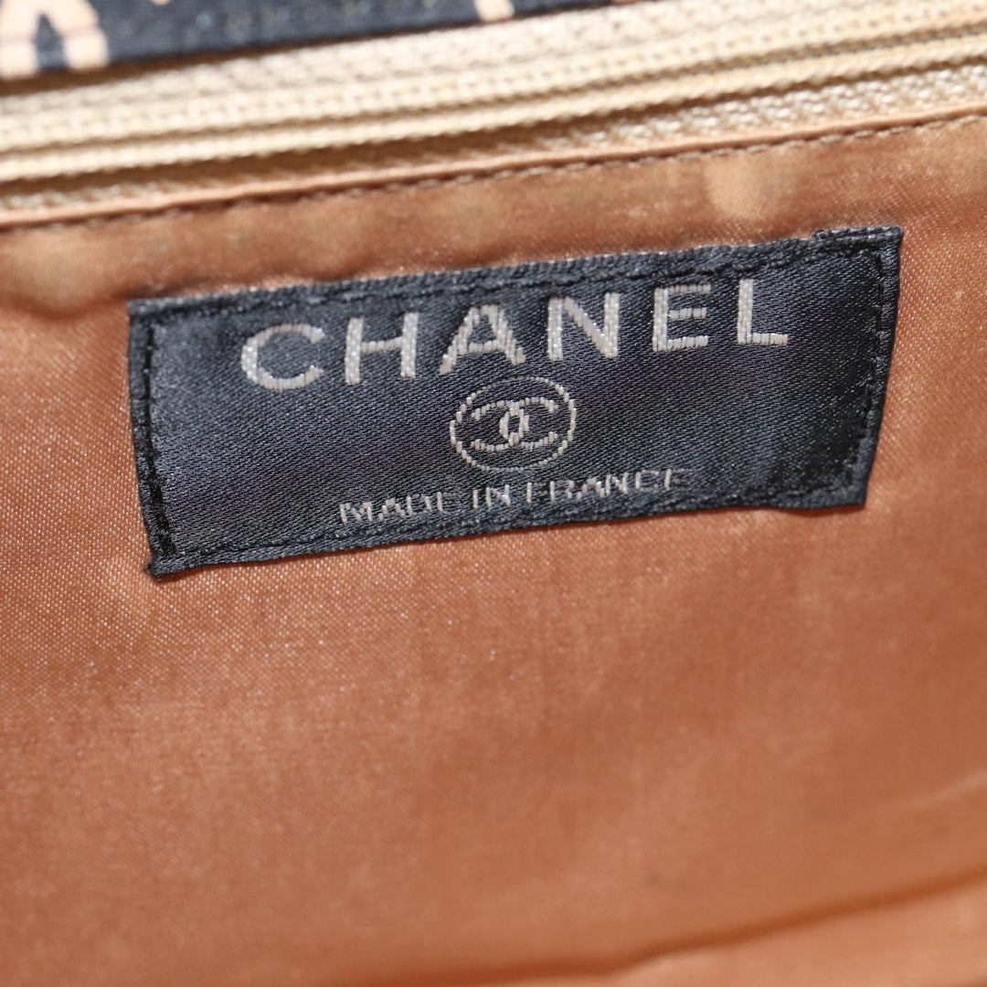 Top Quality Chanel Clover Turn Lock Chain Shoulder Bag Canvas Black Silver CC Auth bs16983
