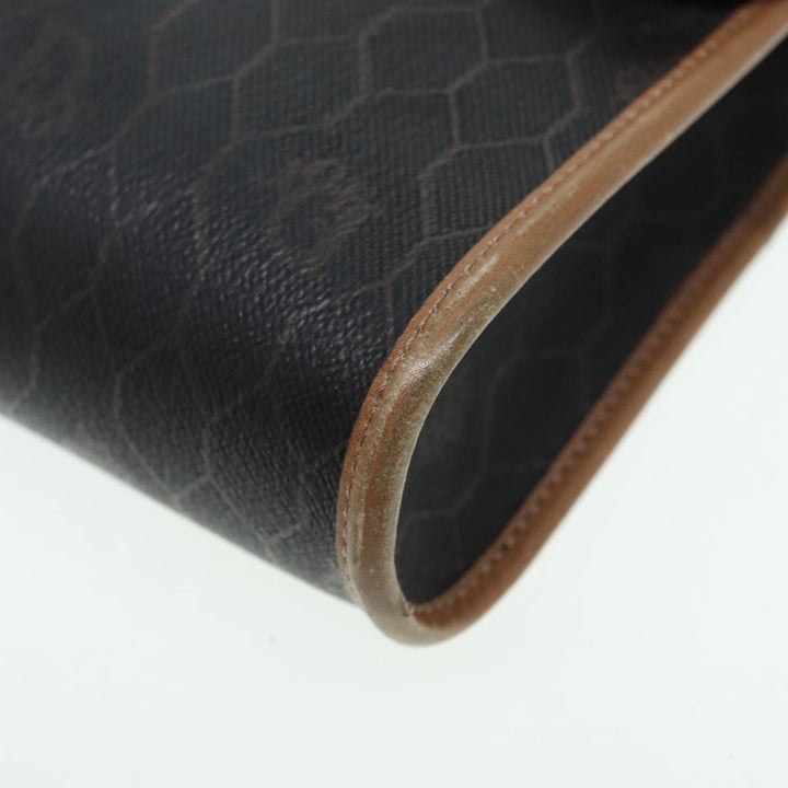 CHRISTIAN Top quality Dior Honeycomb Canvas Shoulder Bag PVC Black Brown gold Auth bs16995