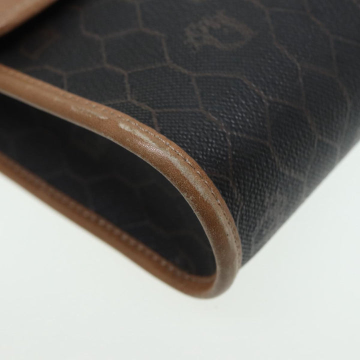 CHRISTIAN Top quality Dior Honeycomb Canvas Shoulder Bag PVC Black Brown gold Auth bs16995
