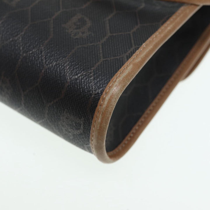 CHRISTIAN Top quality Dior Honeycomb Canvas Shoulder Bag PVC Black Brown gold Auth bs16995