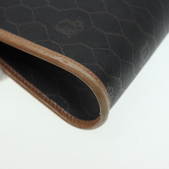 CHRISTIAN Top quality Dior Honeycomb Canvas Shoulder Bag PVC Black Brown gold Auth bs16995