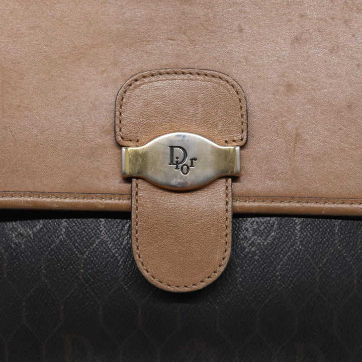 CHRISTIAN Top quality Dior Honeycomb Canvas Shoulder Bag PVC Black Brown gold Auth bs16995