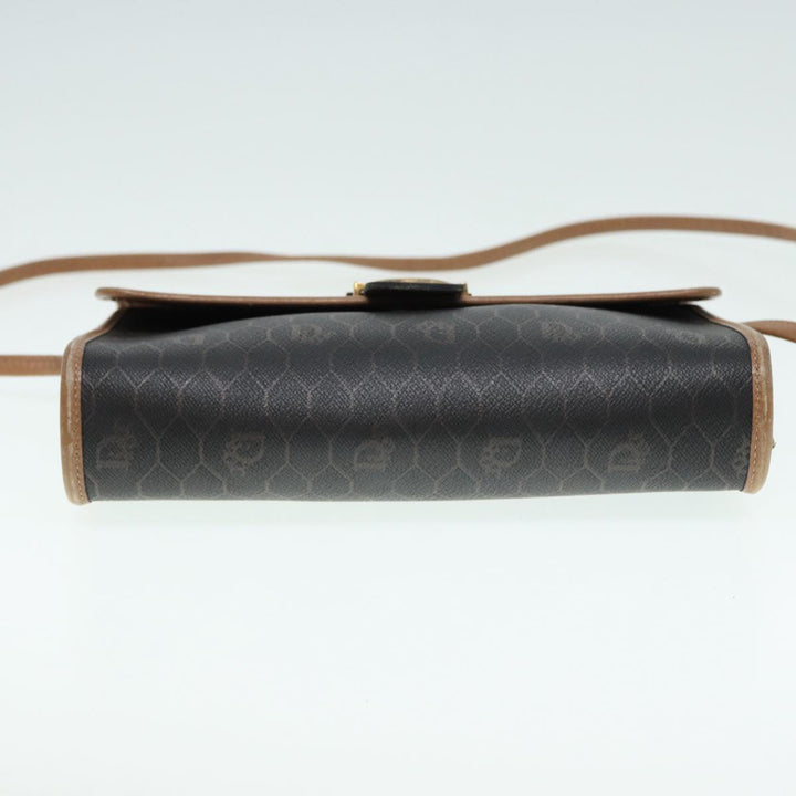 CHRISTIAN Top quality Dior Honeycomb Canvas Shoulder Bag PVC Black Brown gold Auth bs16995