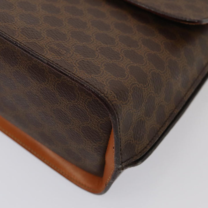 Celine Macadam Canvas Hand Bag PVC Leather Brown Gold Auth bs17005A