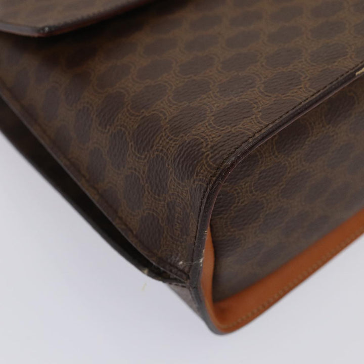 Celine Macadam Canvas Hand Bag PVC Leather Brown Gold Auth bs17005A