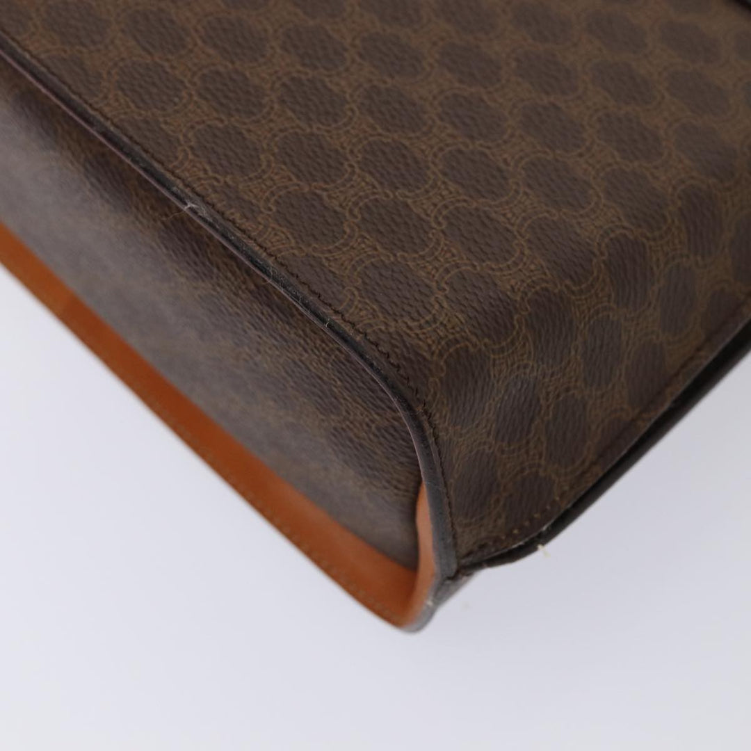 Celine Macadam Canvas Hand Bag PVC Leather Brown Gold Auth bs17005A