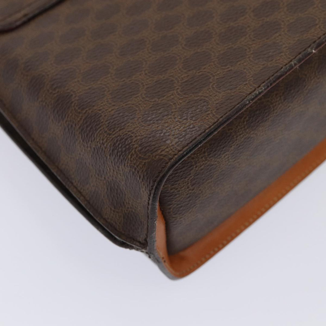 Celine Macadam Canvas Hand Bag PVC Leather Brown Gold Auth bs17005A