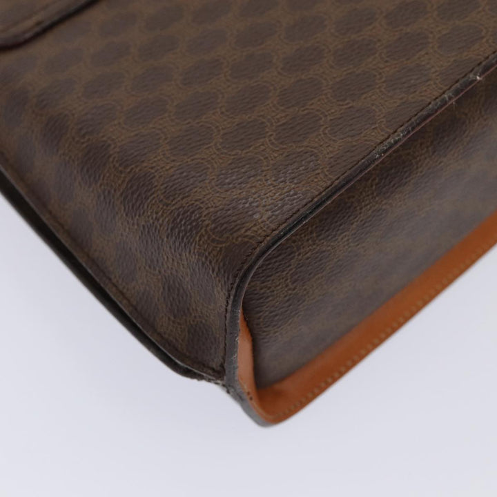 Celine Macadam Canvas Hand Bag PVC Leather Brown Gold Auth bs17005A