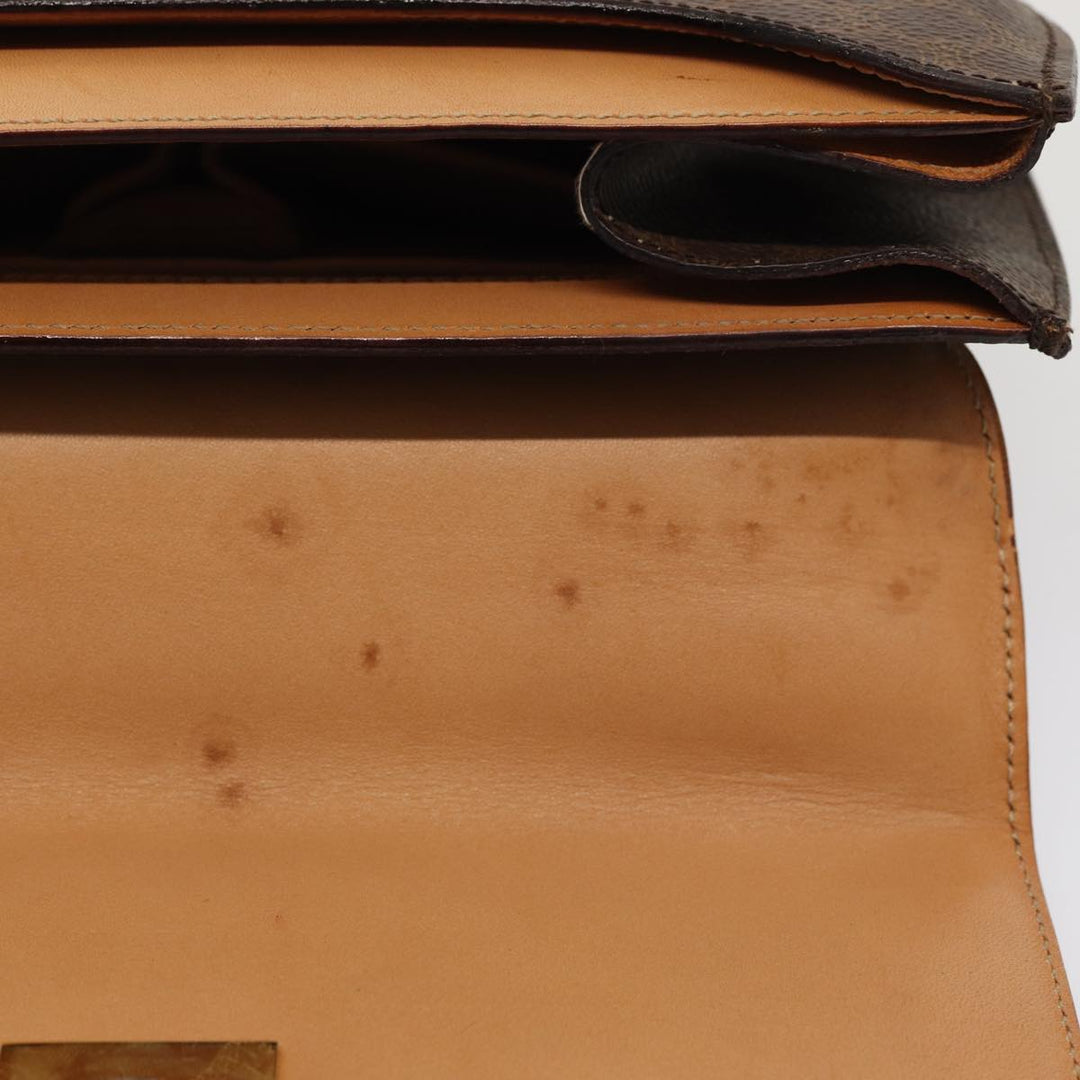 Celine Macadam Canvas Hand Bag PVC Leather Brown Gold Auth bs17005A