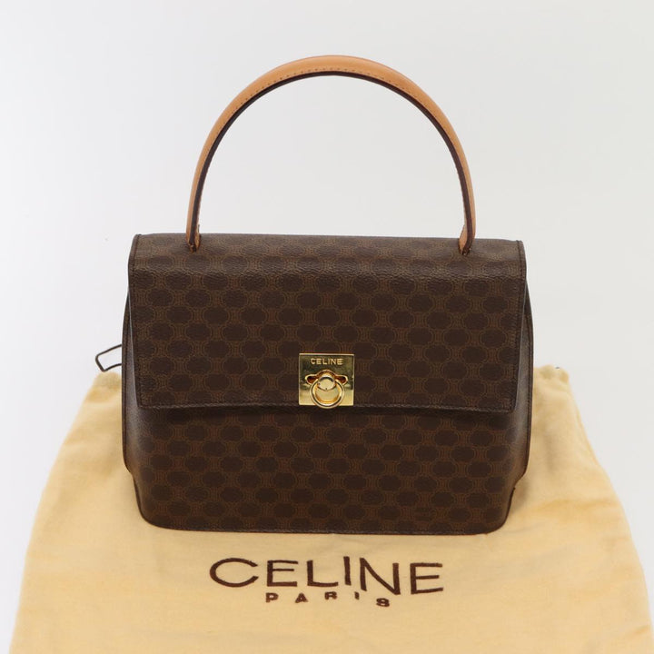Celine Macadam Canvas Hand Bag PVC Leather Brown Gold Auth bs17005A
