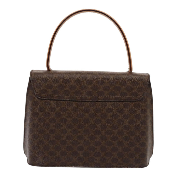 Celine Macadam Canvas Hand Bag PVC Leather Brown Gold Auth bs17005A
