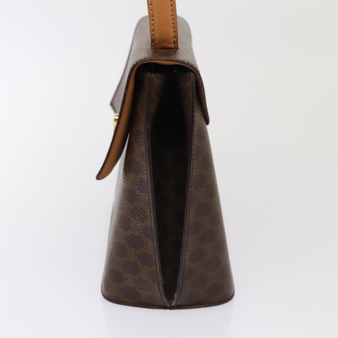 Celine Macadam Canvas Hand Bag PVC Leather Brown Gold Auth bs17005A