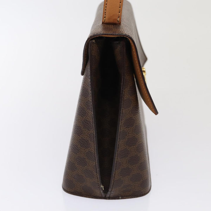 Celine Macadam Canvas Hand Bag PVC Leather Brown Gold Auth bs17005A