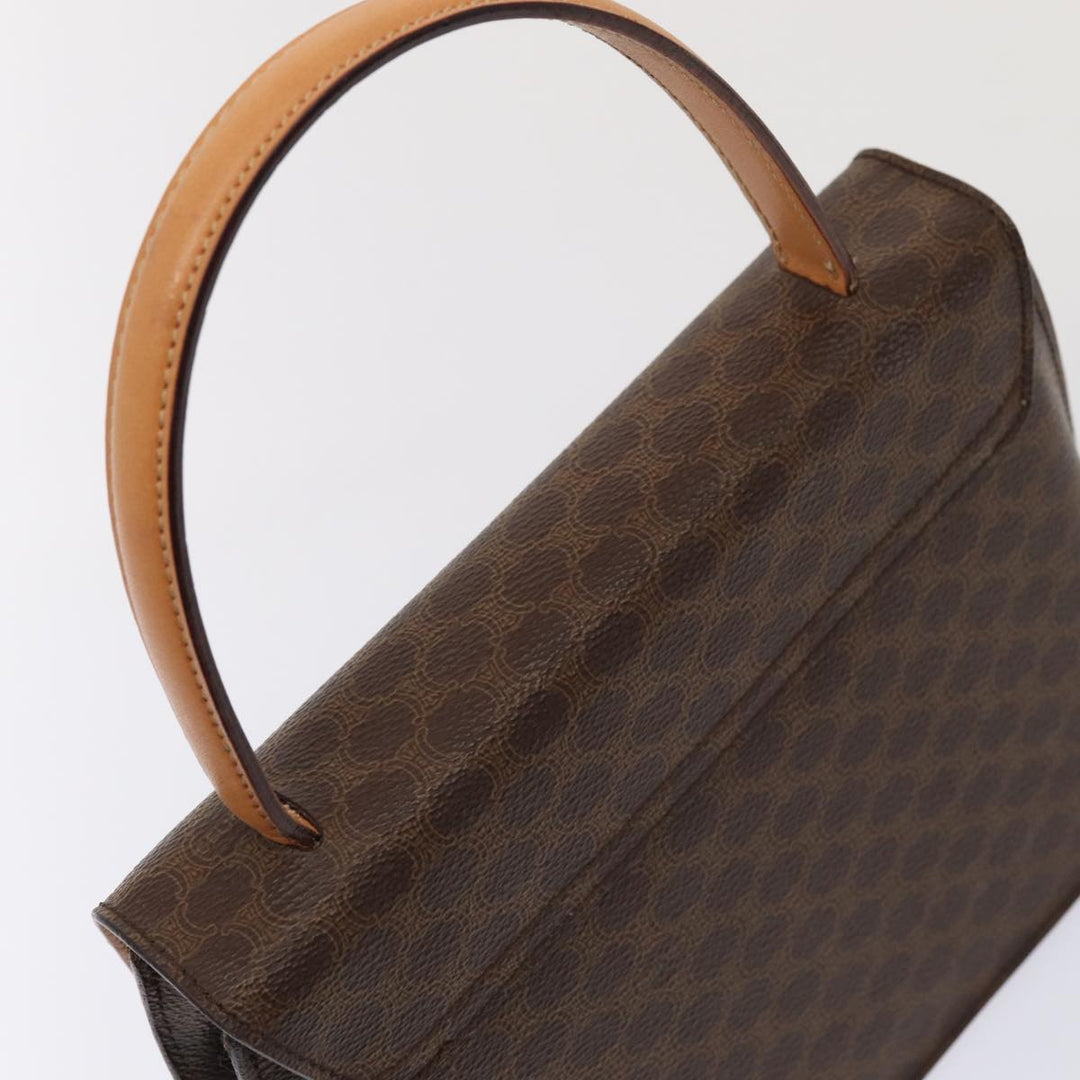 Celine Macadam Canvas Hand Bag PVC Leather Brown Gold Auth bs17005A