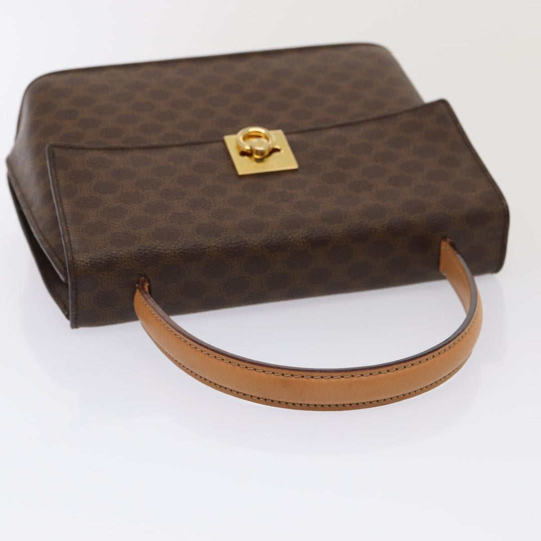Celine Macadam Canvas Hand Bag PVC Leather Brown Gold Auth bs17005A