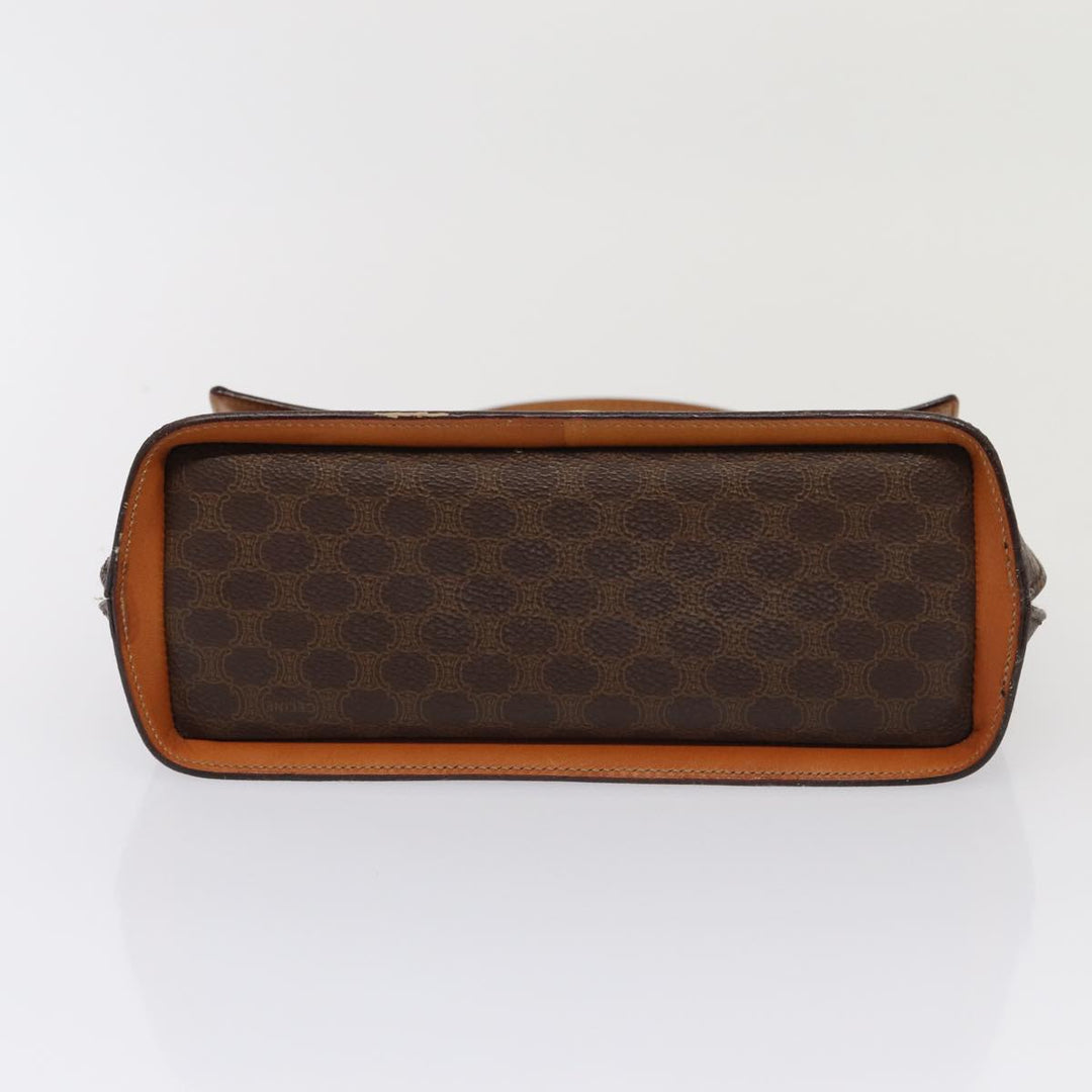 Celine Macadam Canvas Hand Bag PVC Leather Brown Gold Auth bs17005A